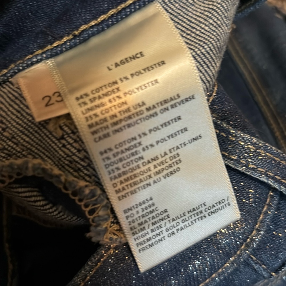 L’AGENCE El Matador Fremont women’s  Glitter Coated skinny Jeans 23 NWOT - Picture 7 of 8